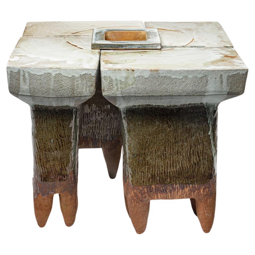 Important glazed ceramic table by Marie-Lucie Trinquand, 2025.