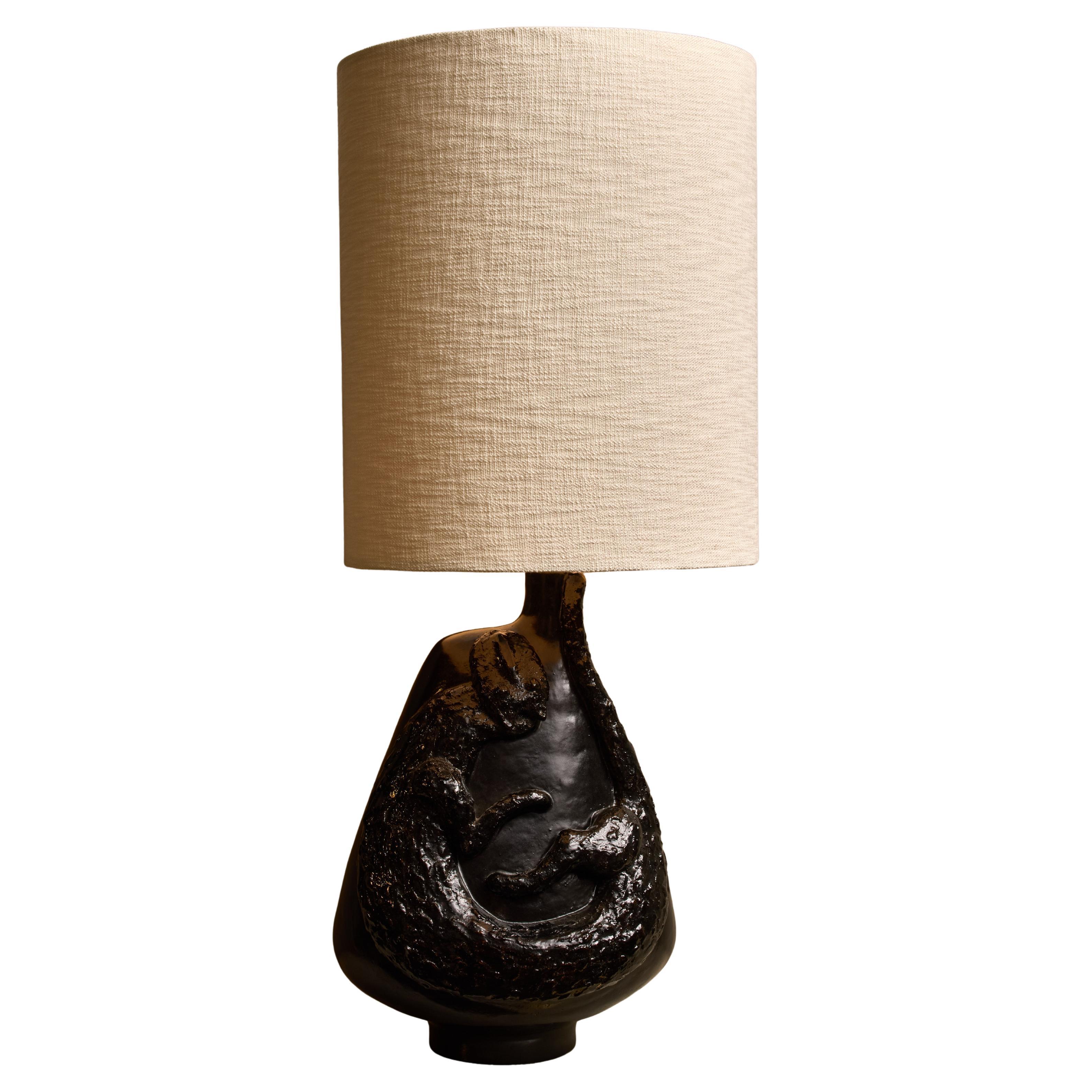 Importante lampada da tavolo in ceramica smaltata di Les Dalo
