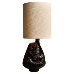 Wichtige glasierte Keramik-Tischlampe von Les Dalo