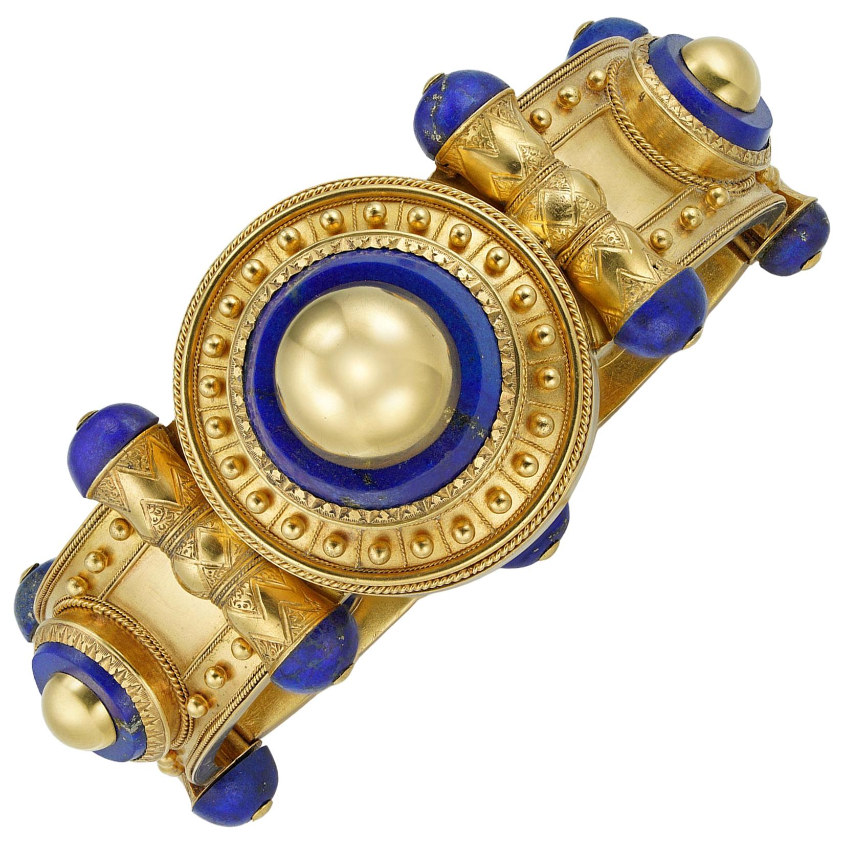 Important Gold and Lapis Bangle by Cartier