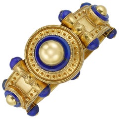 Antique Important Gold and Lapis Bangle by Cartier