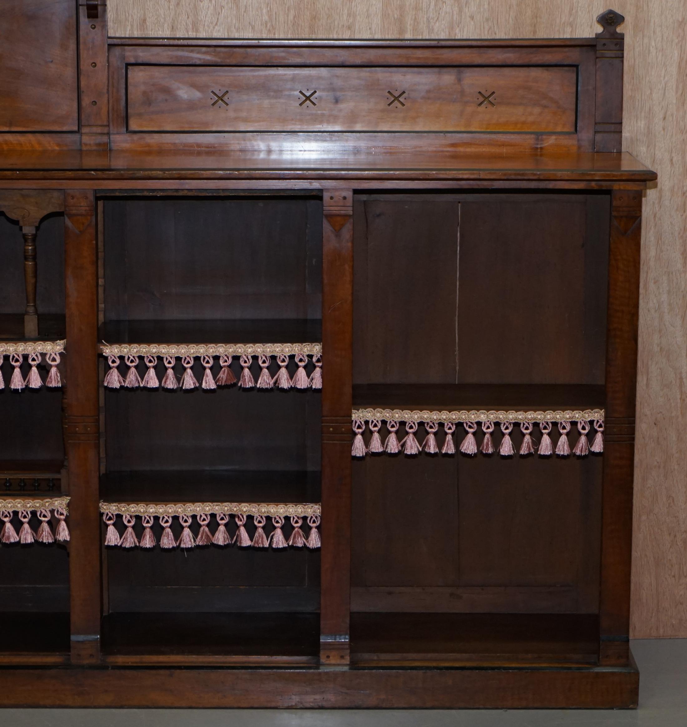 Important Gothic Pugin Style Victorian Walnut Dwarf Open Bookcase For Sale 8
