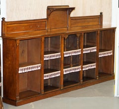 Important Gothic Pugin Style Victorian Walnut Dwarf Open Bookcase
