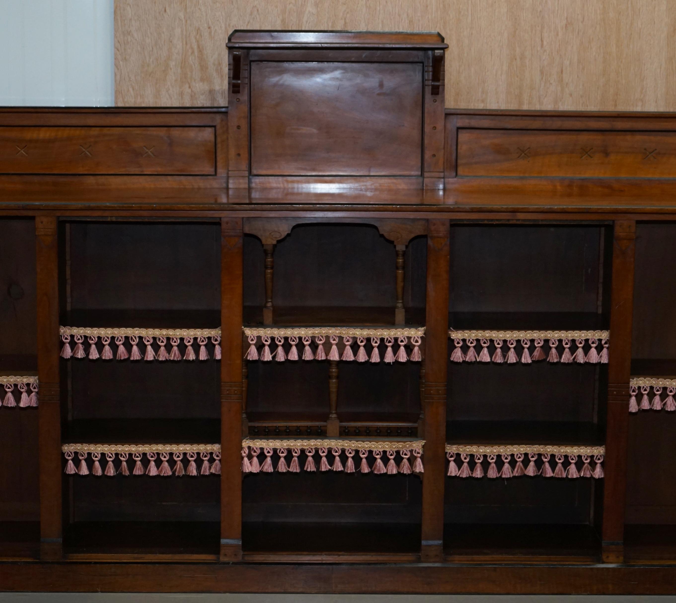19th Century Important Gothic Pugin Style Victorian Walnut Dwarf Open Bookcase For Sale