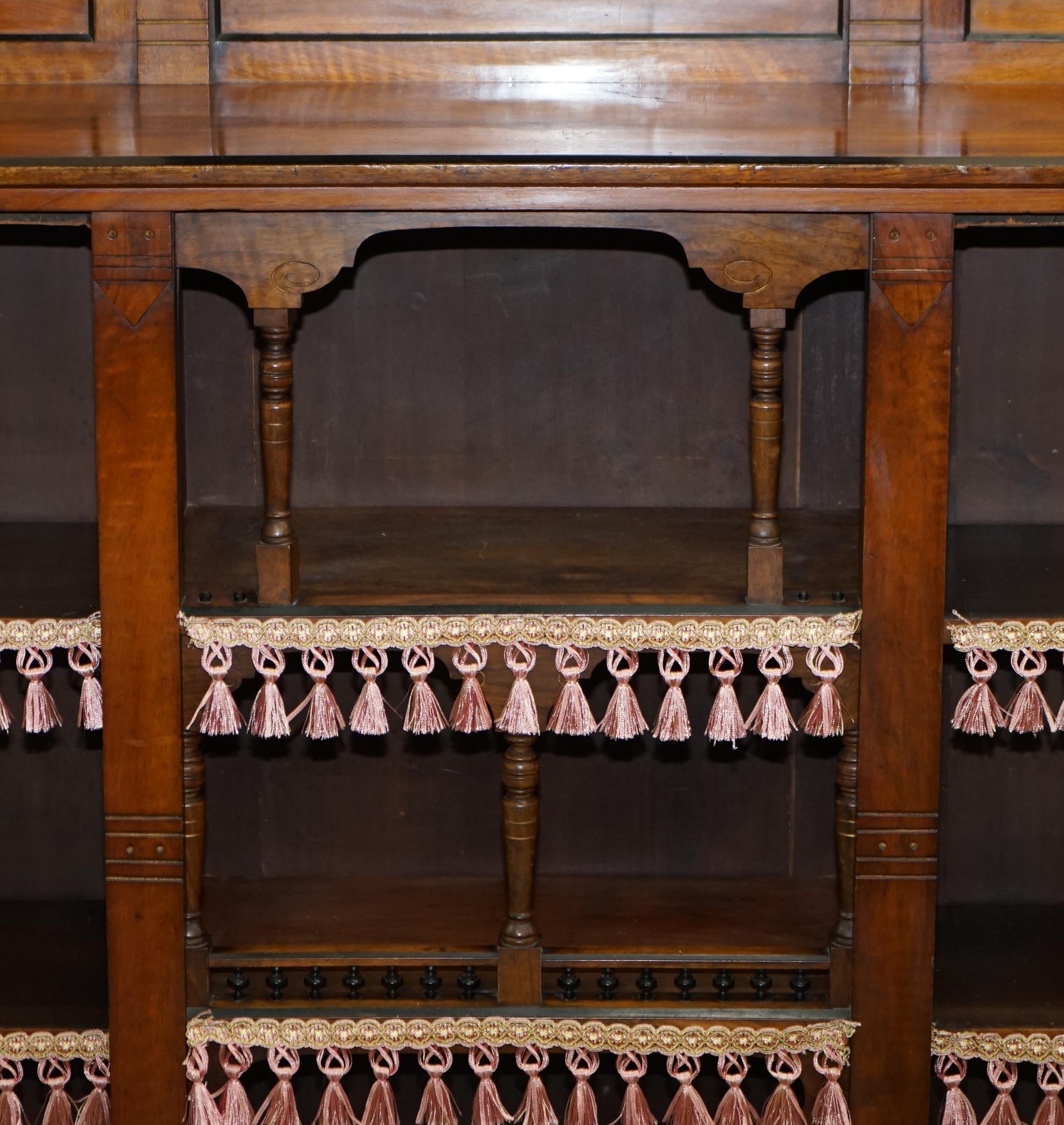 Important Gothic Pugin Style Victorian Walnut Dwarf Open Bookcase For Sale 1
