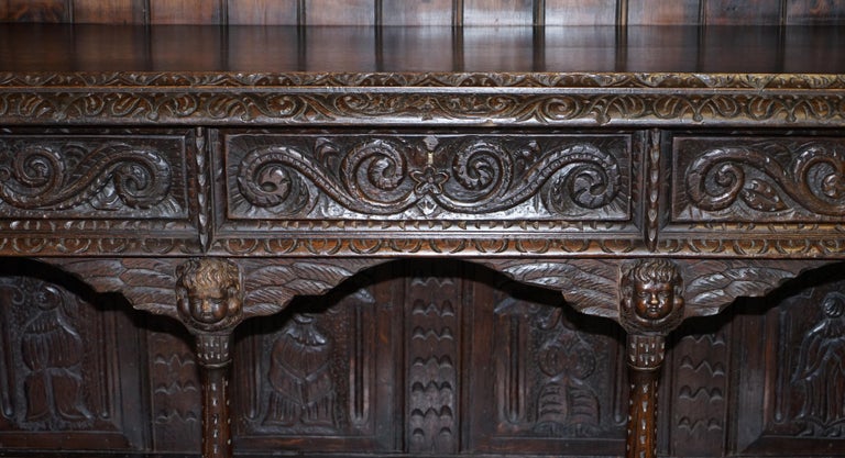 Important Gothic Revival Using 17th Century Panels Bookcase Dresser ...