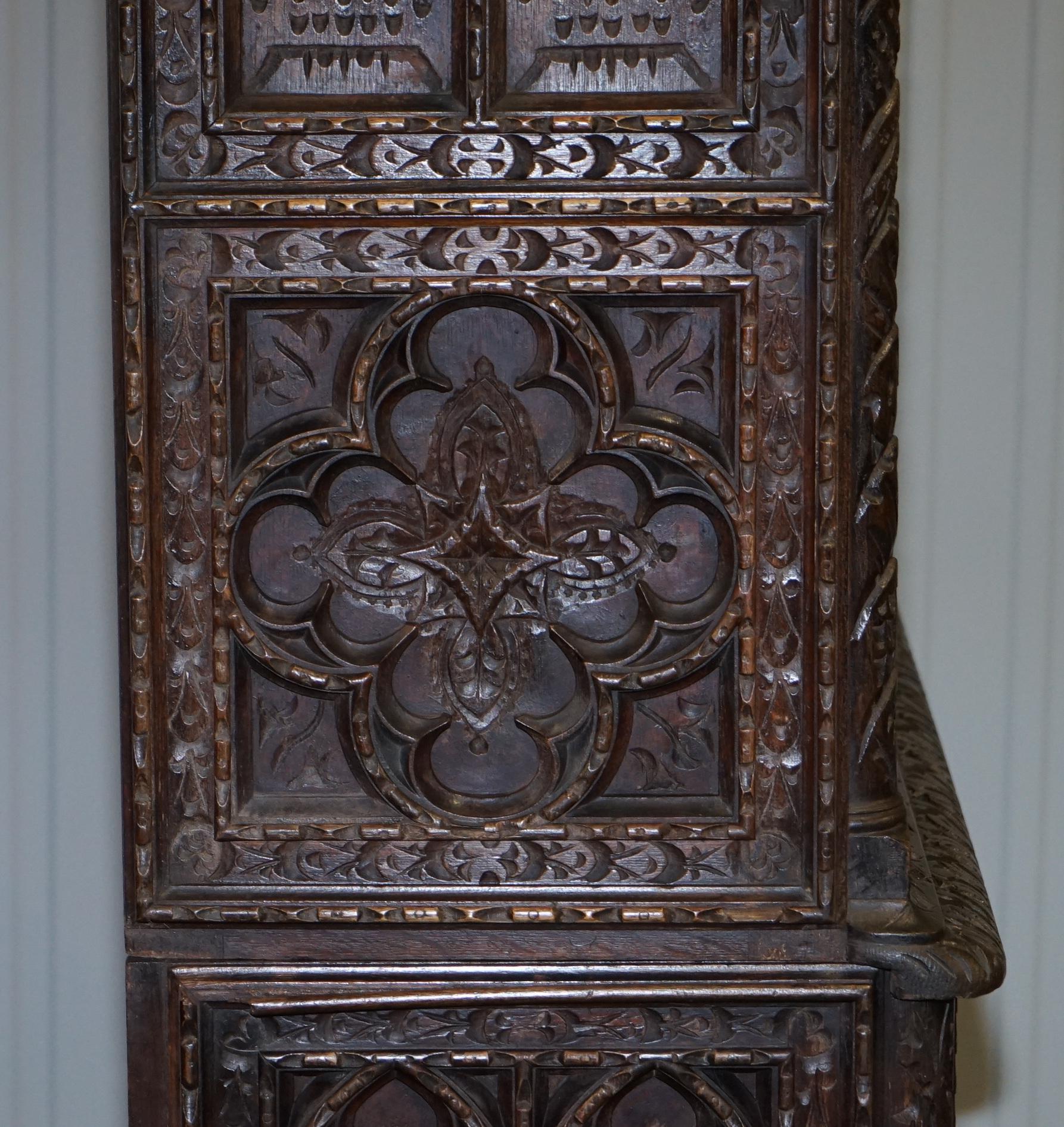 Important Gothic Revival Using 17th Century Panels Bookcase Dresser Cherubs For Sale 11