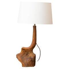 Importante lampe de table "Gouge" sculptée à la main dans une souche d'arbre - années 1970