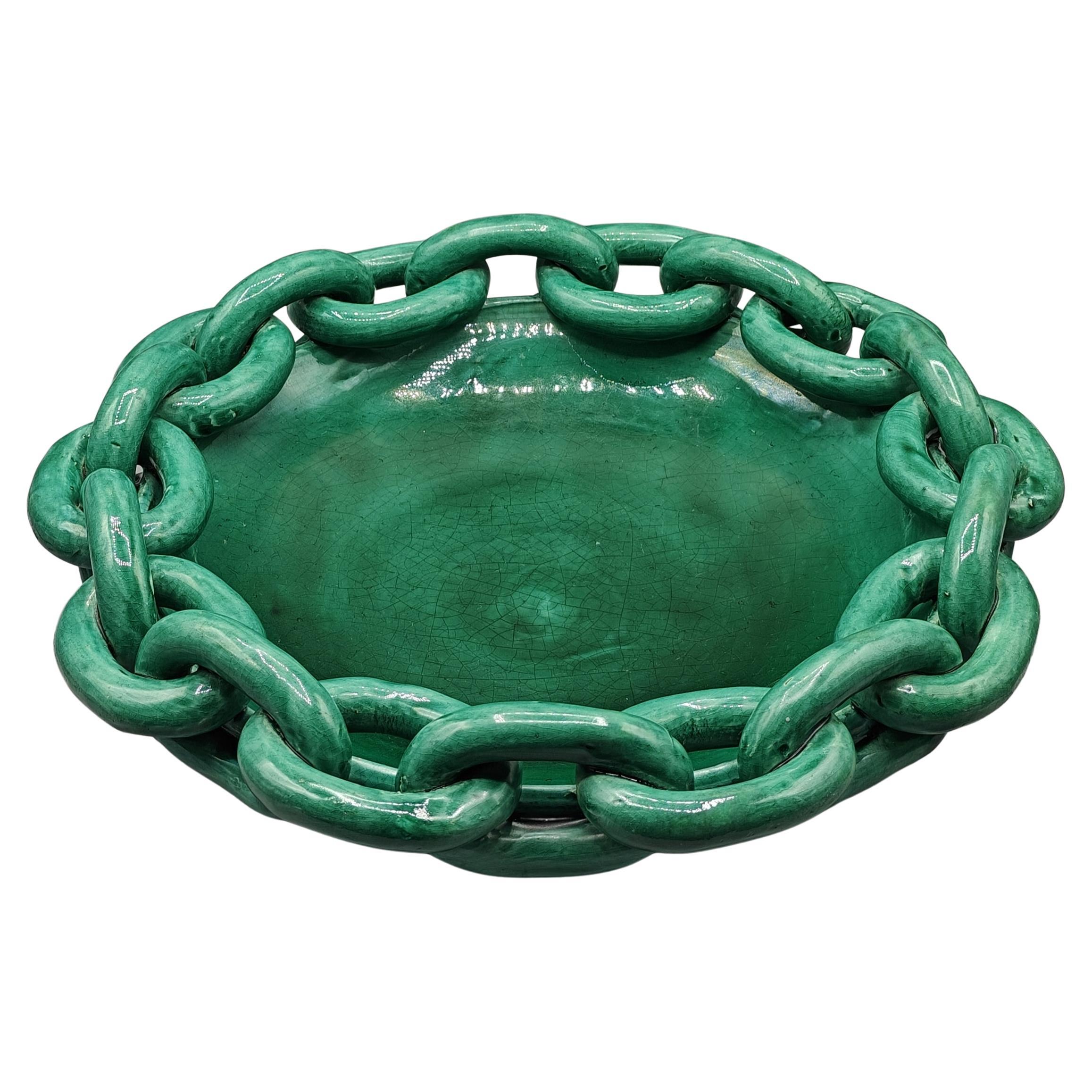 Important green ceramic bowl from Vallauris