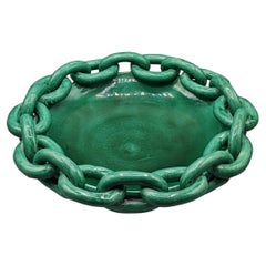 Important green ceramic bowl from Vallauris