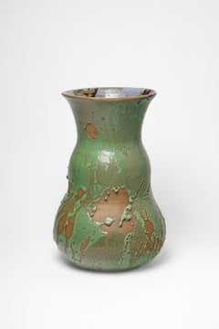 Importante jarrón de gres esmaltado verde de Eugène Lion, hacia 1920