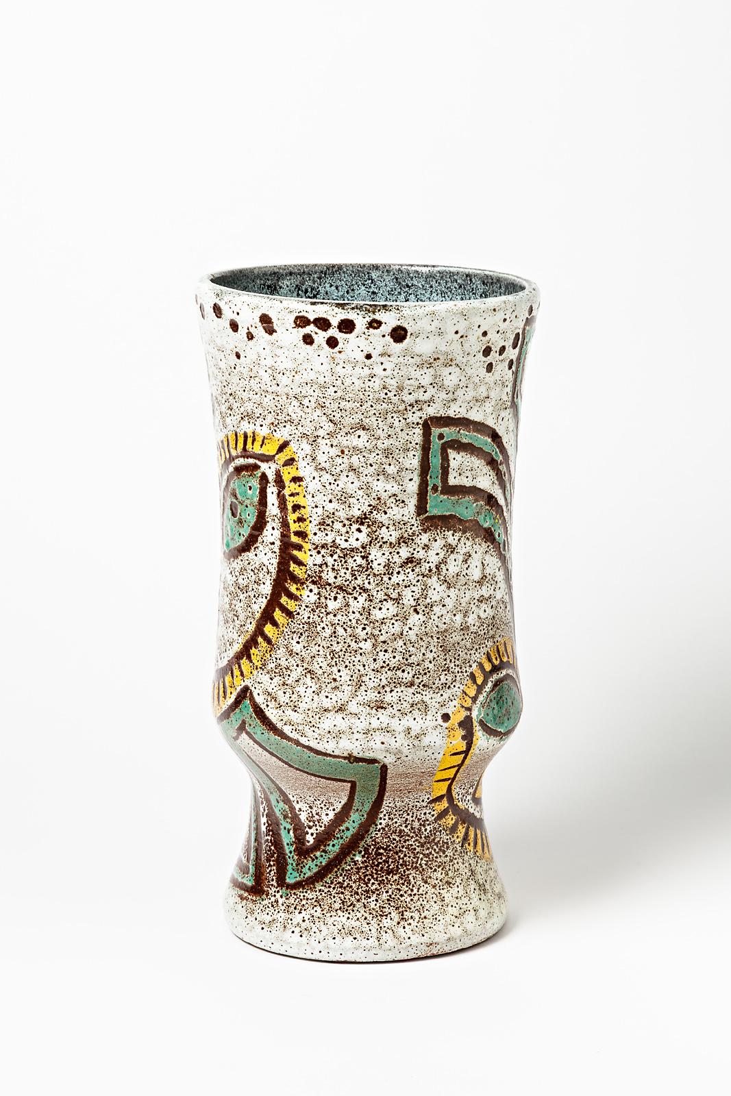 Accolay

Exceptional important ceramic vase by French Production Accolay, circa 1950.

Mid-20th century decorative vase.

Original perfect condition, signed under the base.

Decorative grey, yellow and green colors.

Measures: Height 37cm,