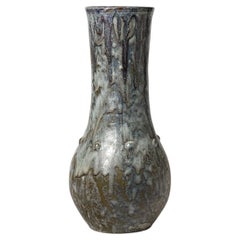 Importante vaso in gres smaltato grigio di Eugène Lion, 1920 circa