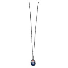 Extremely RareHarry Bertoia Necklace Sterling Silver Lapis Coral ca. 1940