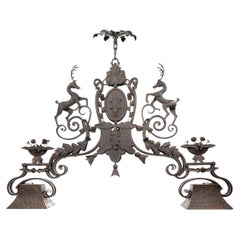 Important Highly Detailed Iron Estate Horse Stable Chandelier