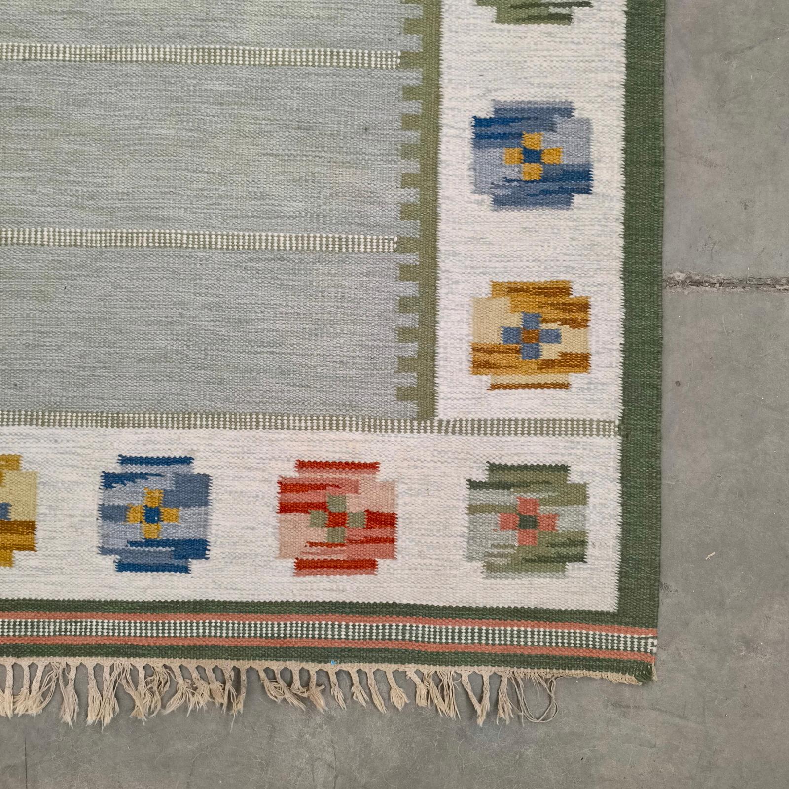 Tissé à la main Important modèle historique de kilim suédois 