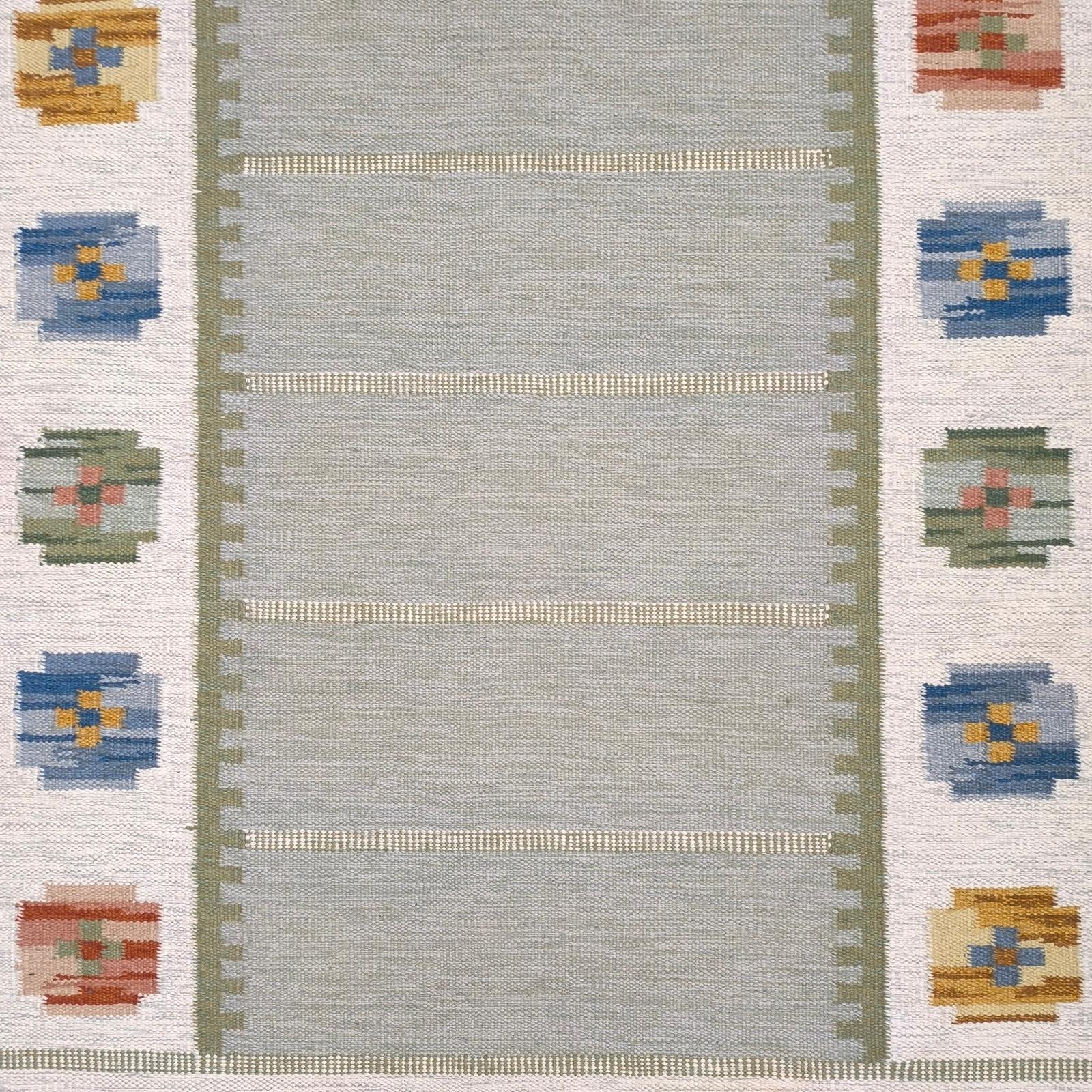 Laine Important modèle historique de kilim suédois 