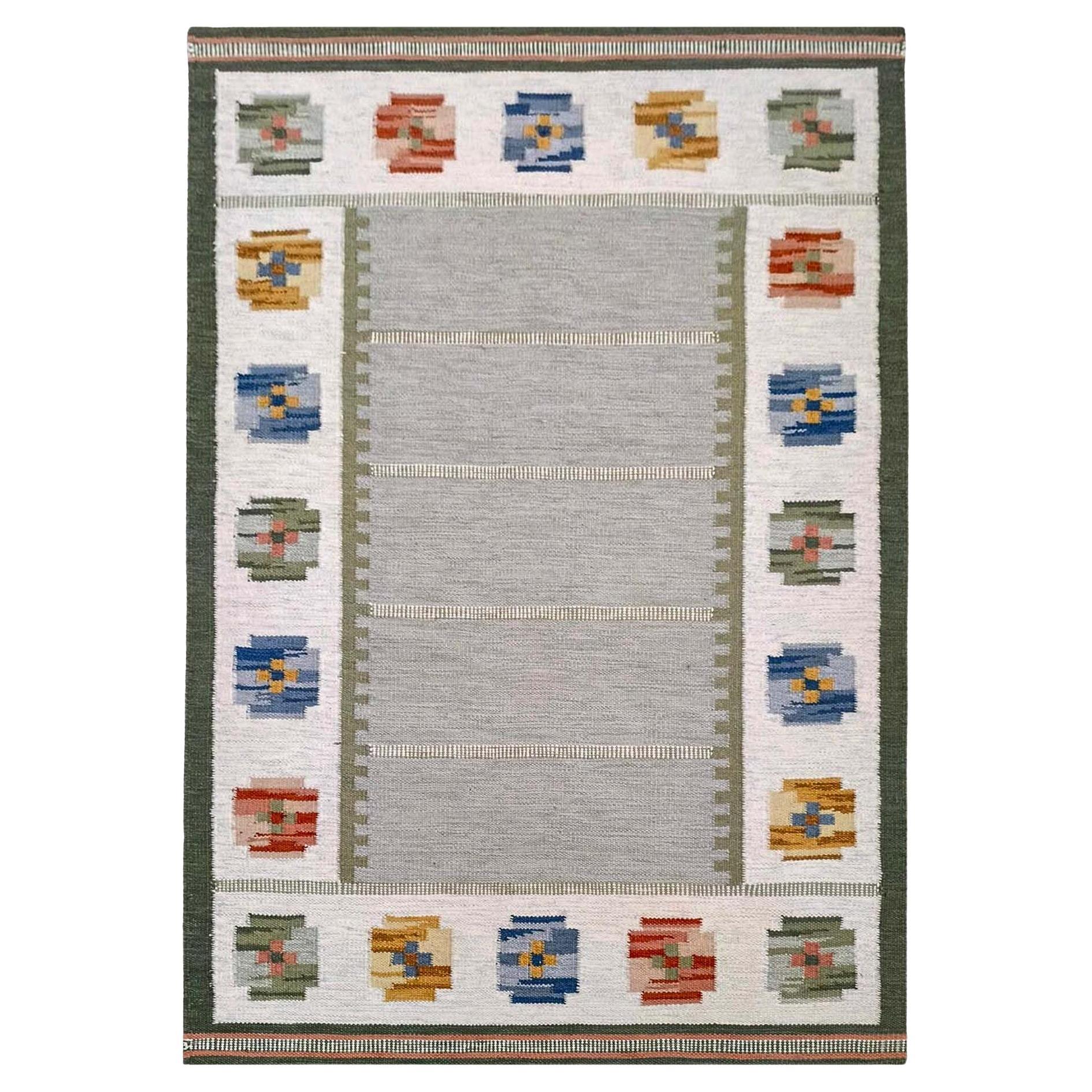 Important modèle historique de kilim suédois "Gripsholm" pour Strehög en vente