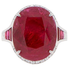 Important IGI Certified Ruby Ring 11.07 Carat Set with Diamonds & Rubies