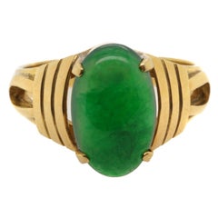 Important Imperial Jadeite Jade 20 Karat Gold Ring