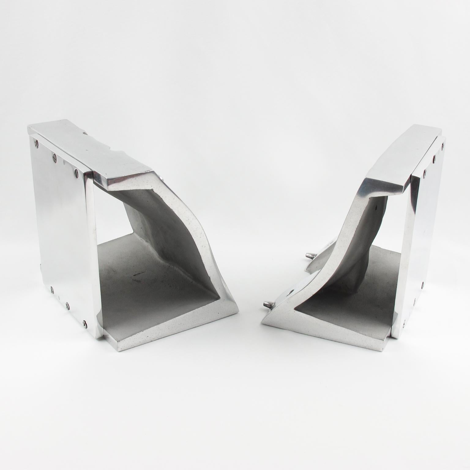 Important Industrial Metal Mold Sculpture Bookends, a pair For Sale 2