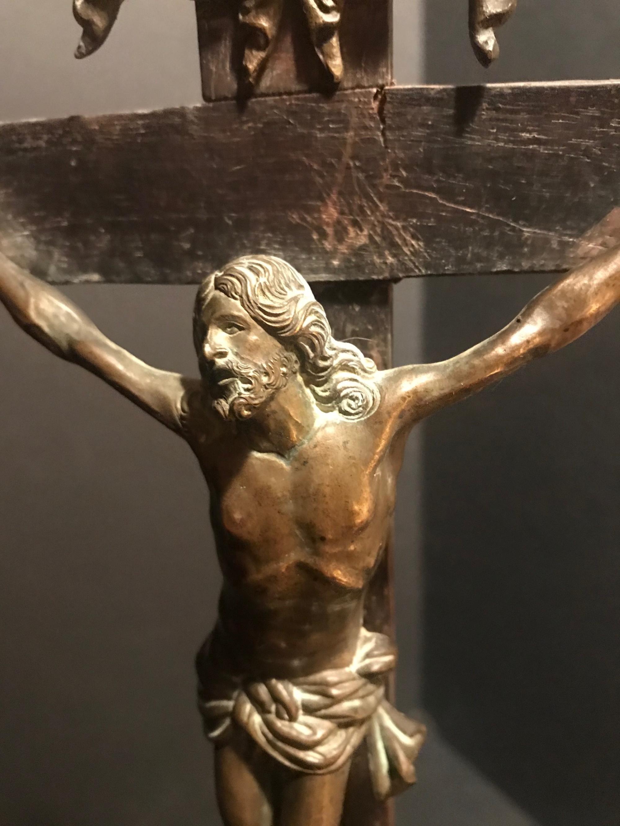 Wood Important Italian Bronze Crucifix after Giambologna, Florence, 1529-1608