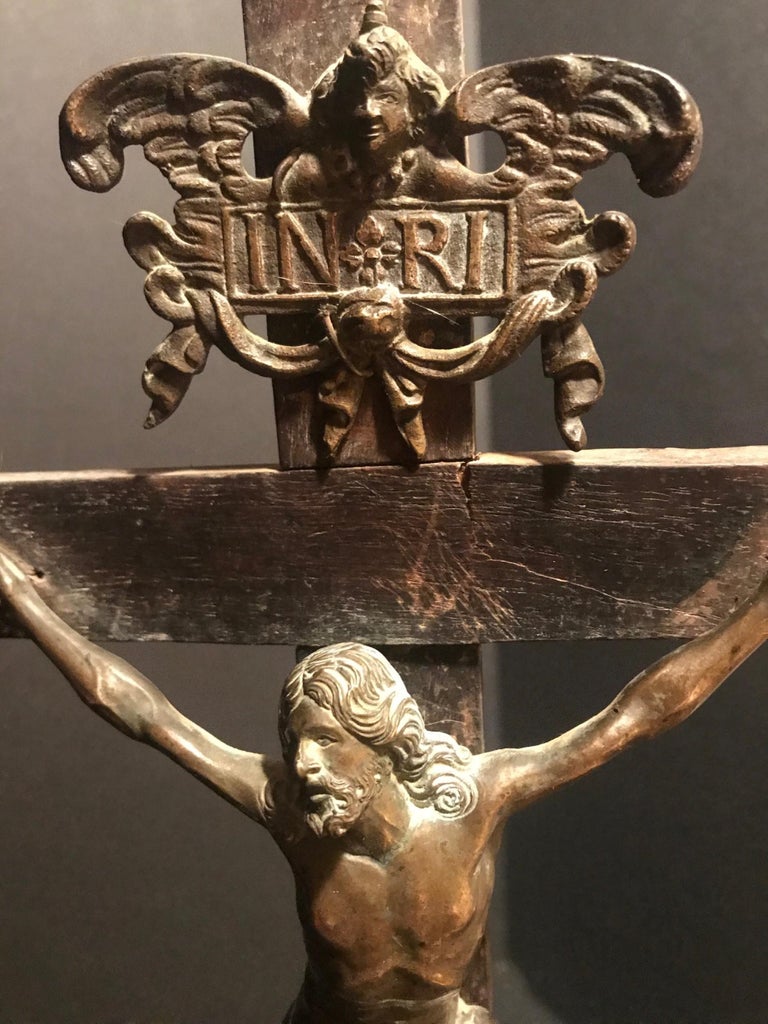 Important Italian Bronze Crucifix after Giambologna, Florence, 1529