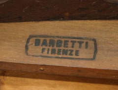 Importante table de bibliothèque italienne antique d'Angiolo Barbetti Firenze avec chérubin