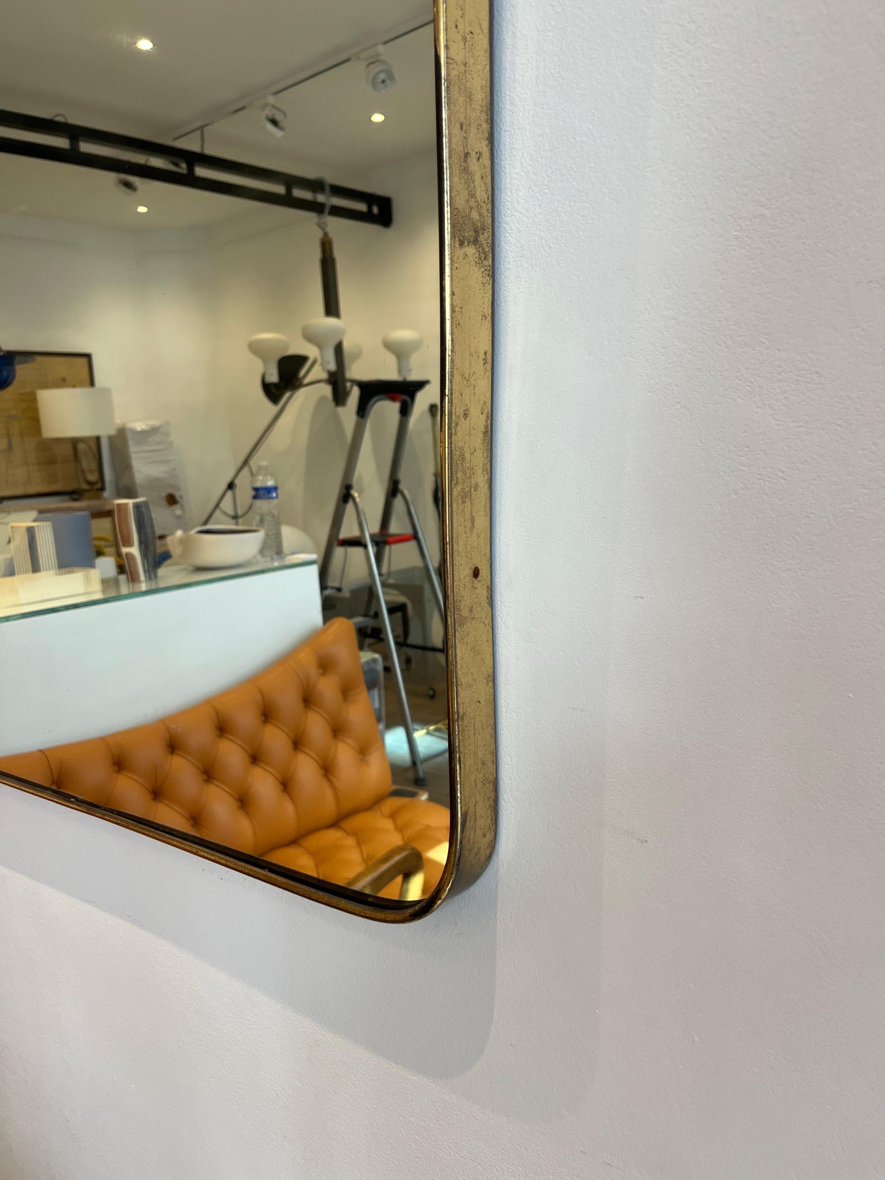 Importante espejo italiano de latón atribuido a Gio Ponti, década de 1940 en Bueno estado para la venta en Brussels, BE