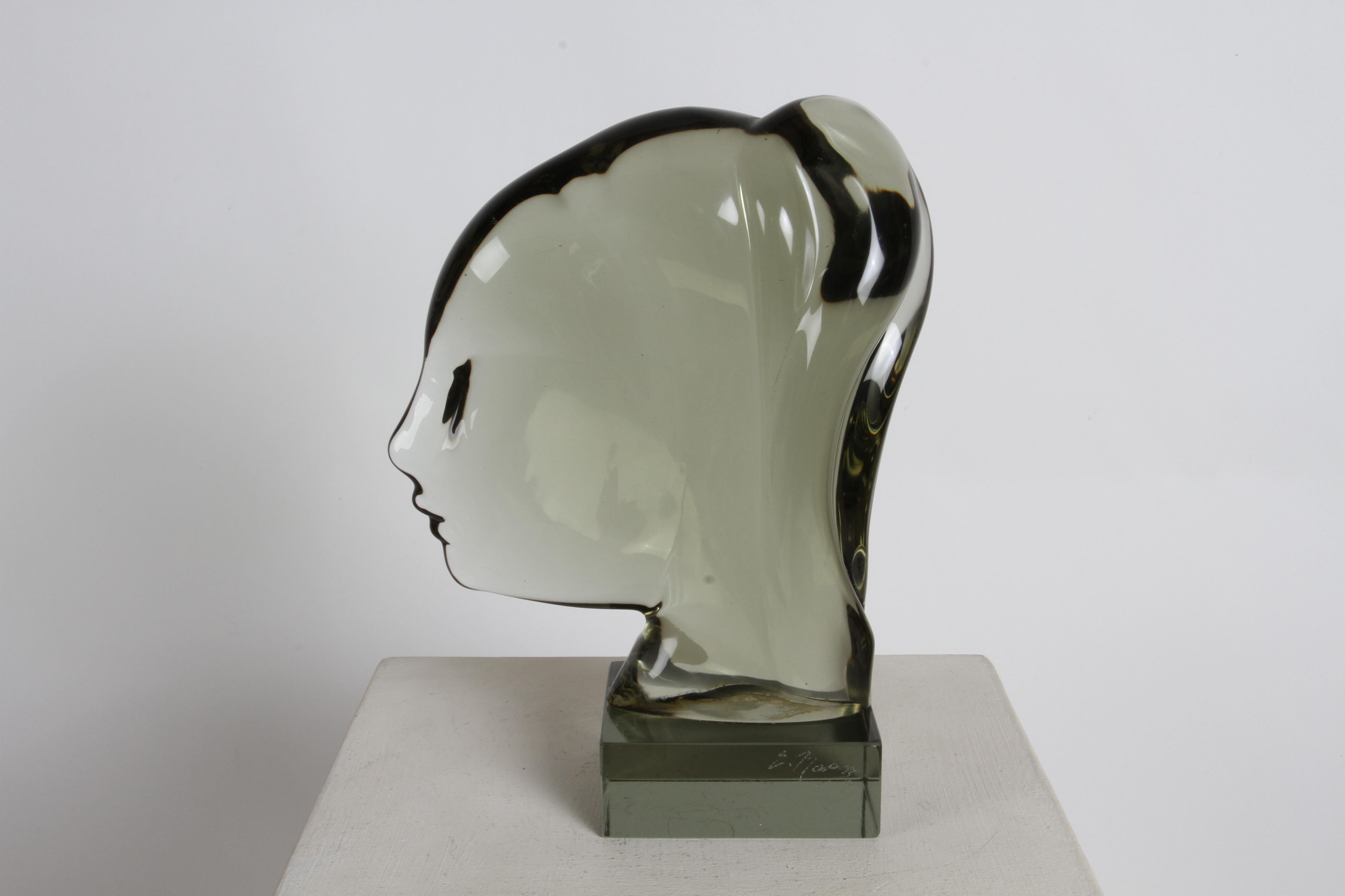 Important Italian Glass Artist Ermanno Nason Female Murano Glass Female Bust  For Sale 7
