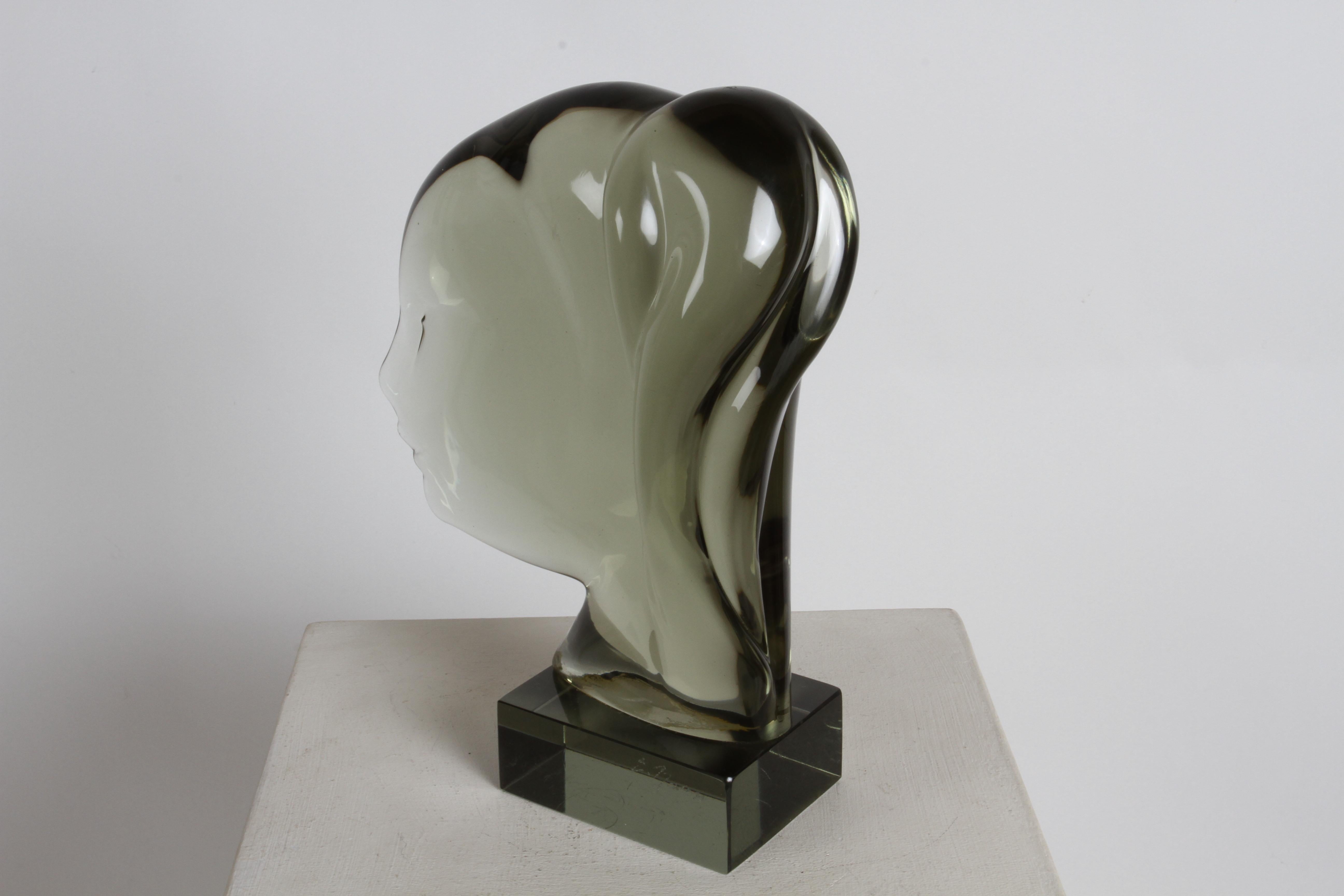 Wichtiger italienischer Glaskünstler Ermanno Nason Weibliche Büste aus Murano-Glas  im Angebot 1