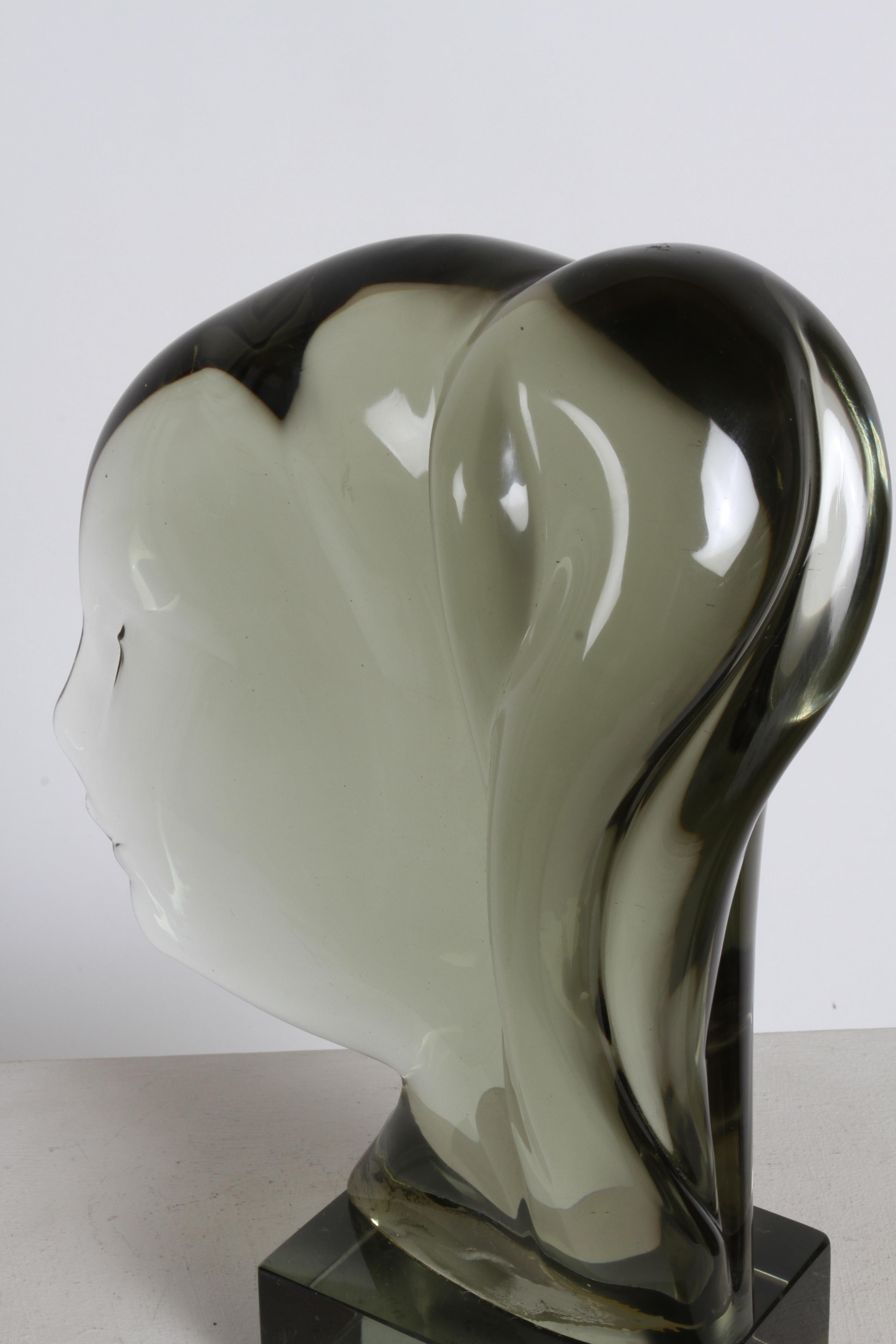 Important Italian Glass Artist Ermanno Nason Female Murano Glass Female Bust  For Sale 2