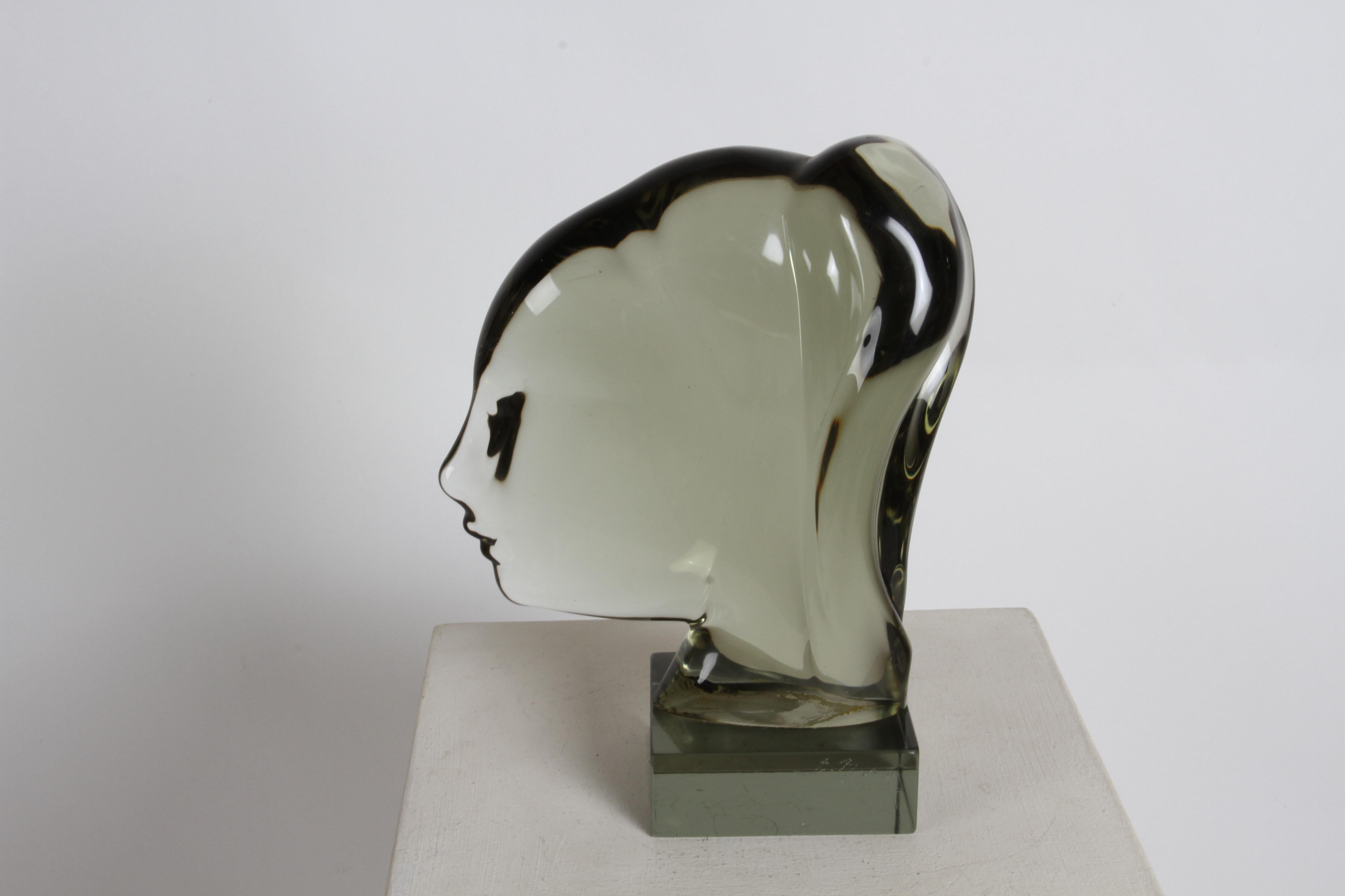 Important Italian Glass Artist Ermanno Nason Female Murano Glass Female Bust  For Sale 3