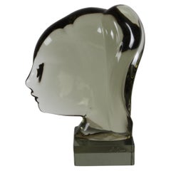 Important artiste verrier italien Ermanno Nason Buste féminin en verre de Murano 