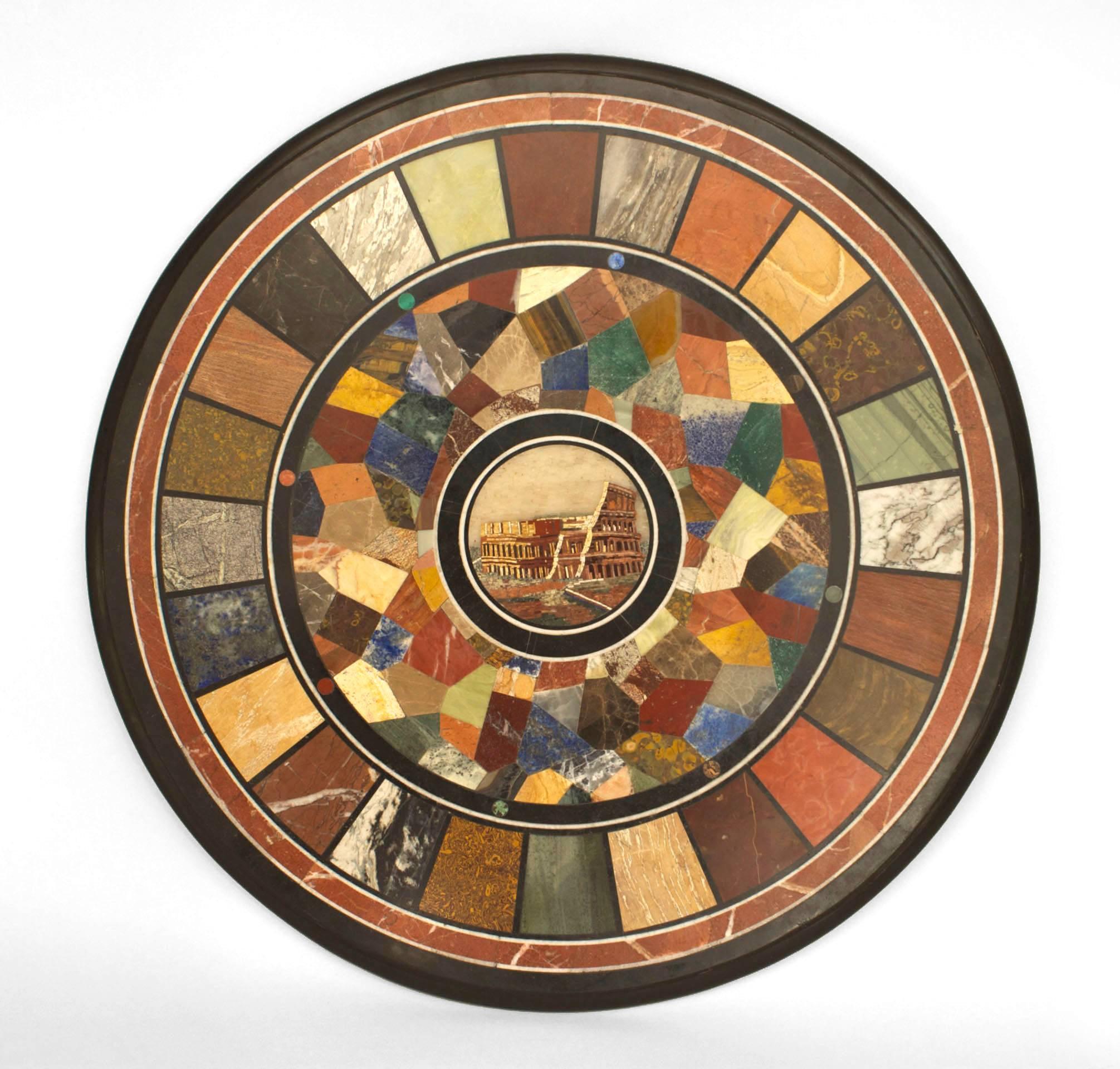 Neoclassical Italian Neo-Classic 19th Century Grand Tour Round Marble Mosaic Table For Sale