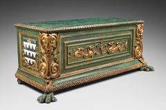 Important Italian Renaissance Polychrome Chest with Coat-of-Arms