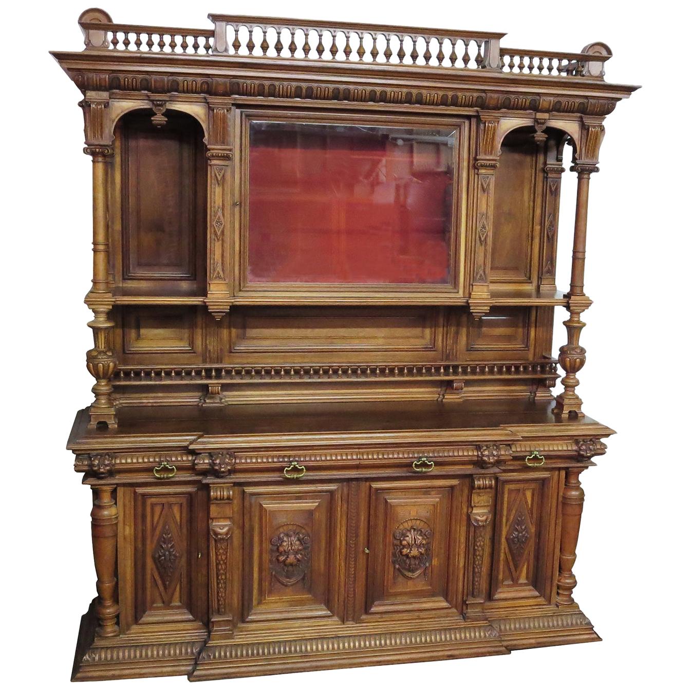 Important Italian Renaissance Sideboard Cabinet, Late 19th Century For Sale
