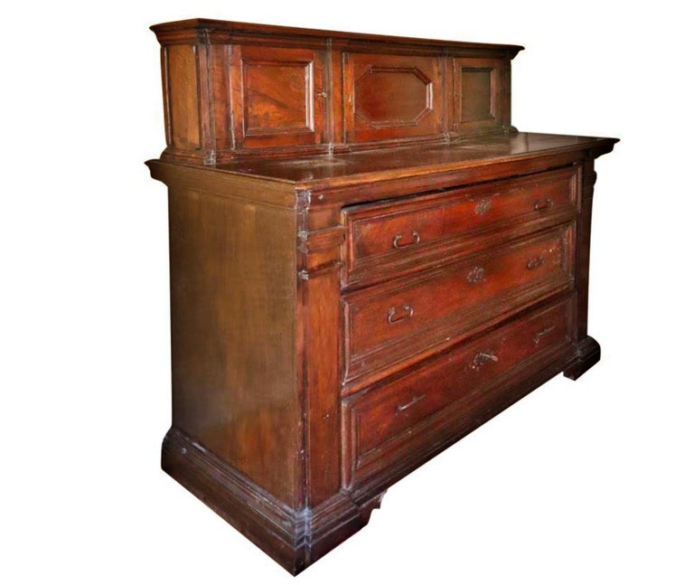 Hand-Crafted Important Italian Sacristy Furniture in Walnut 17th Century Century For Sale