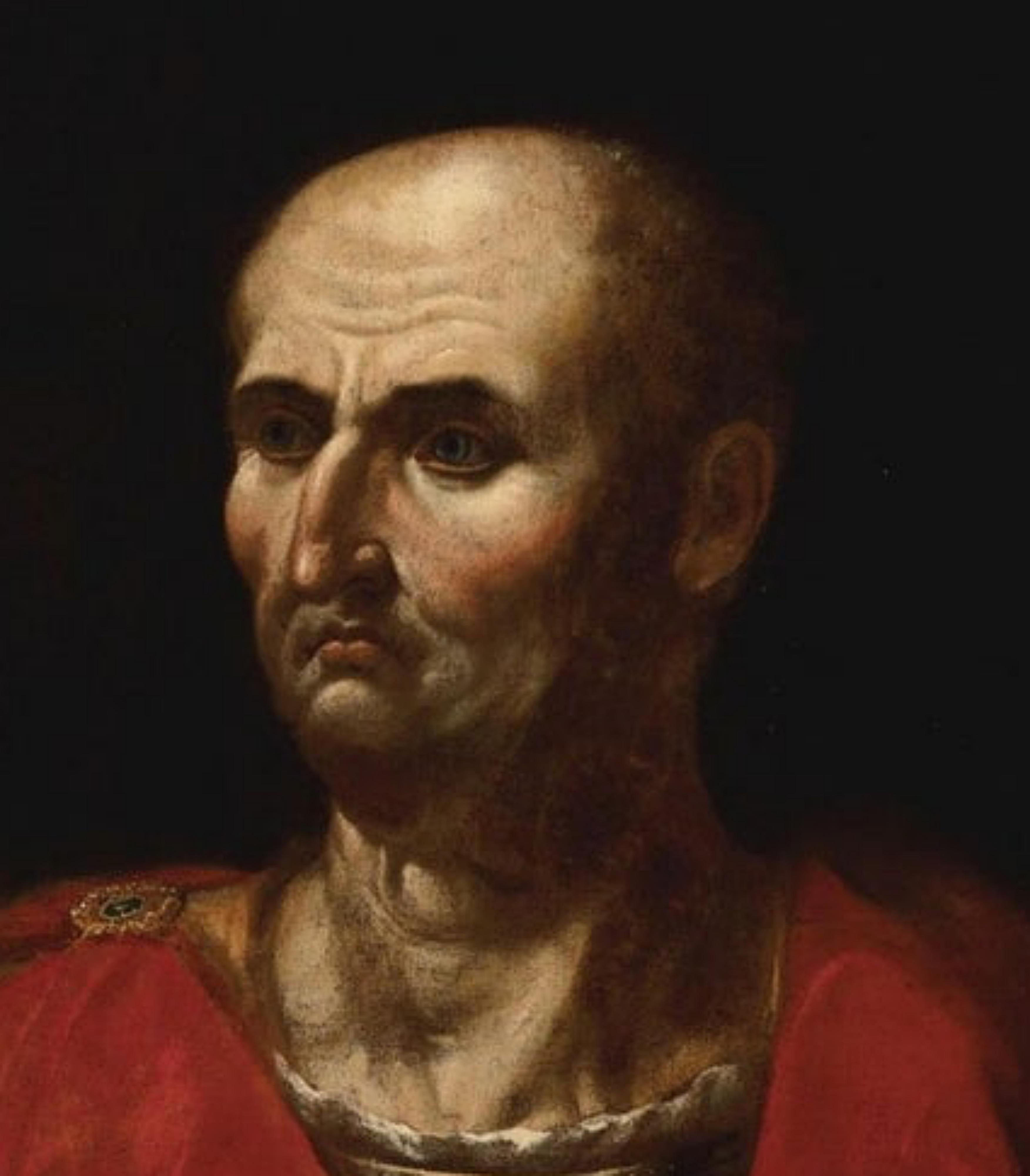 Oiled Important Italian School 17th century Portrait of Emperor Vespasian For Sale