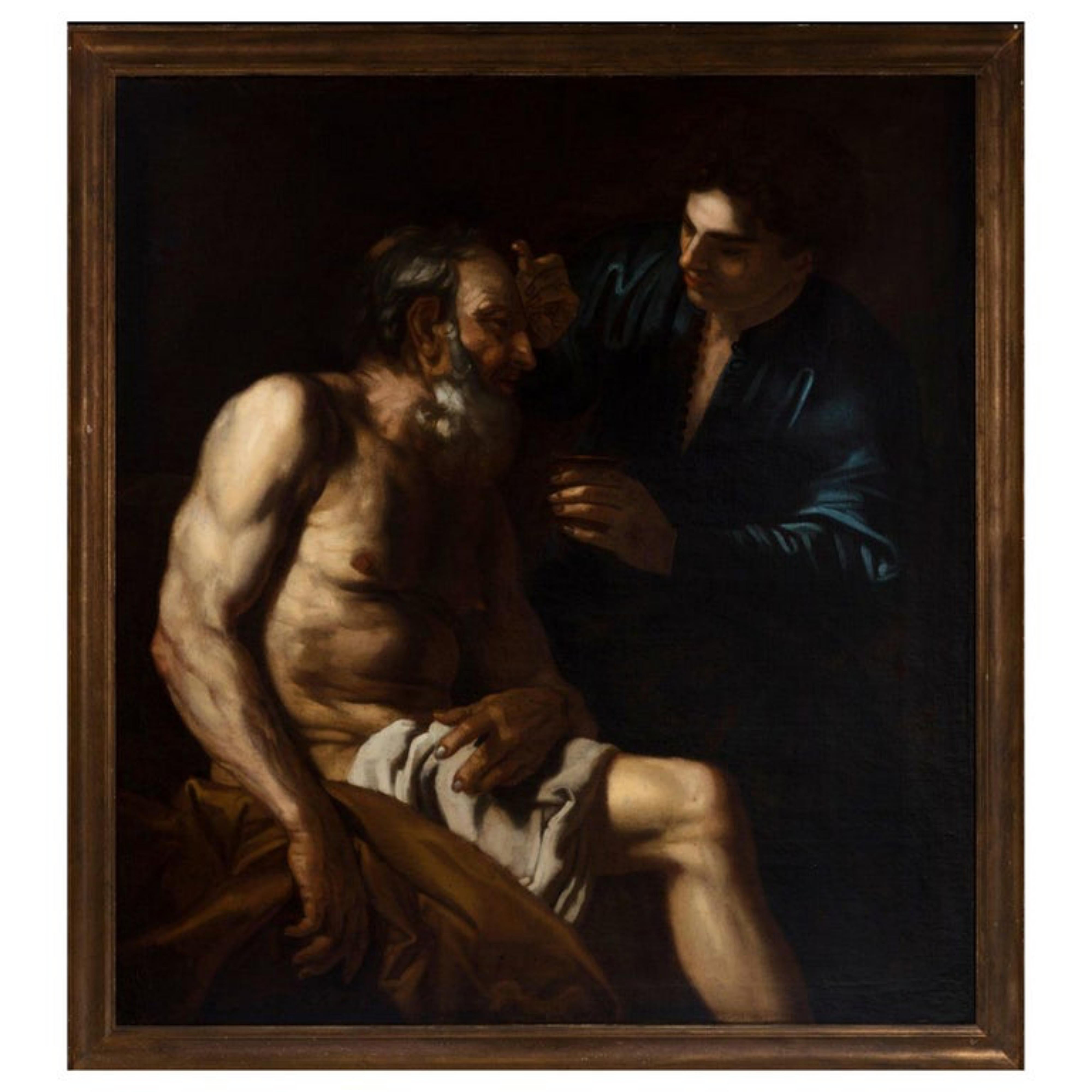 Wichtige italienische Schule des 17. Jahrhunderts „Die Heilung von Tobias“. im Angebot 1