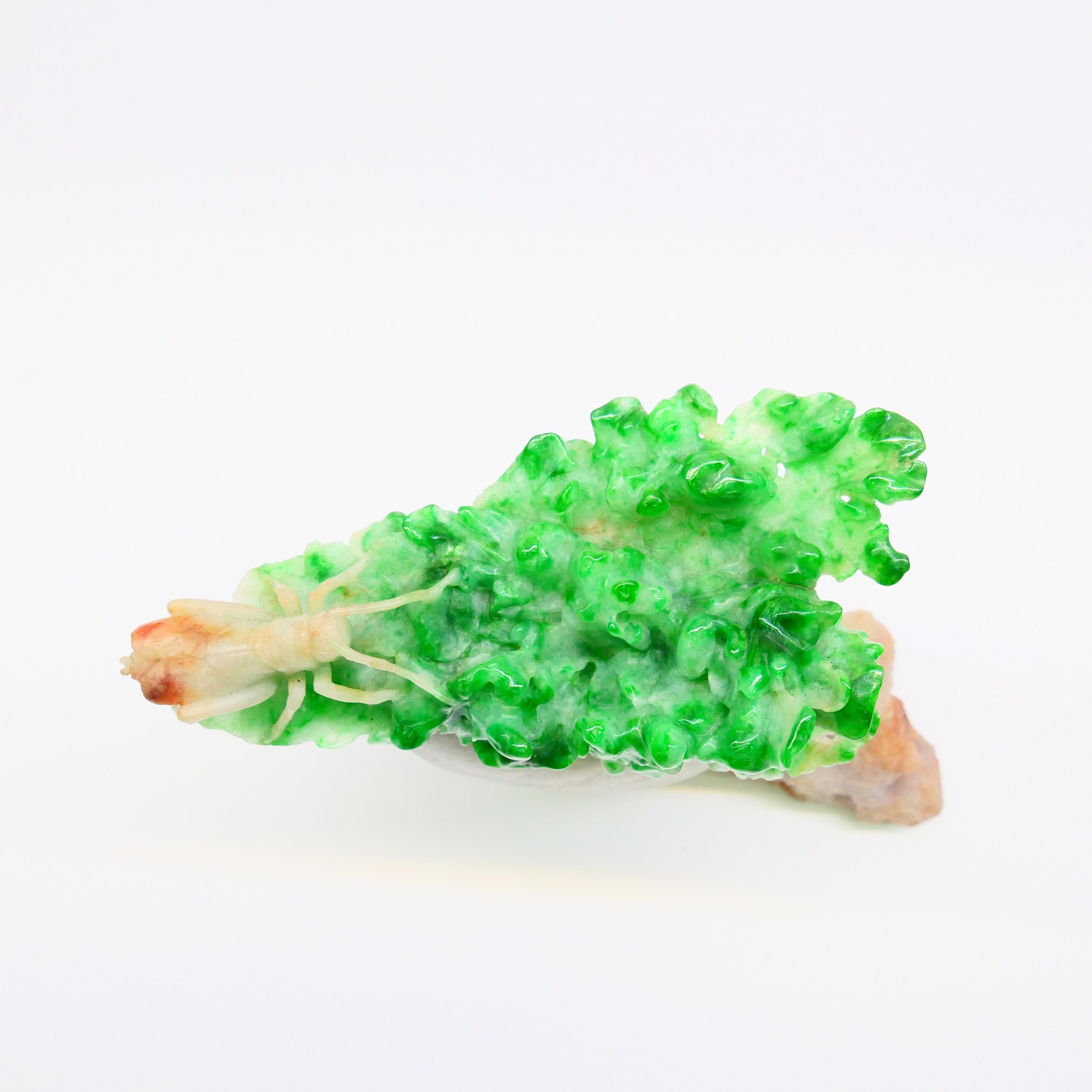 Important Jadeite Jade Decoration, Titled Survival of the Fittest, circa 1930 For Sale 4