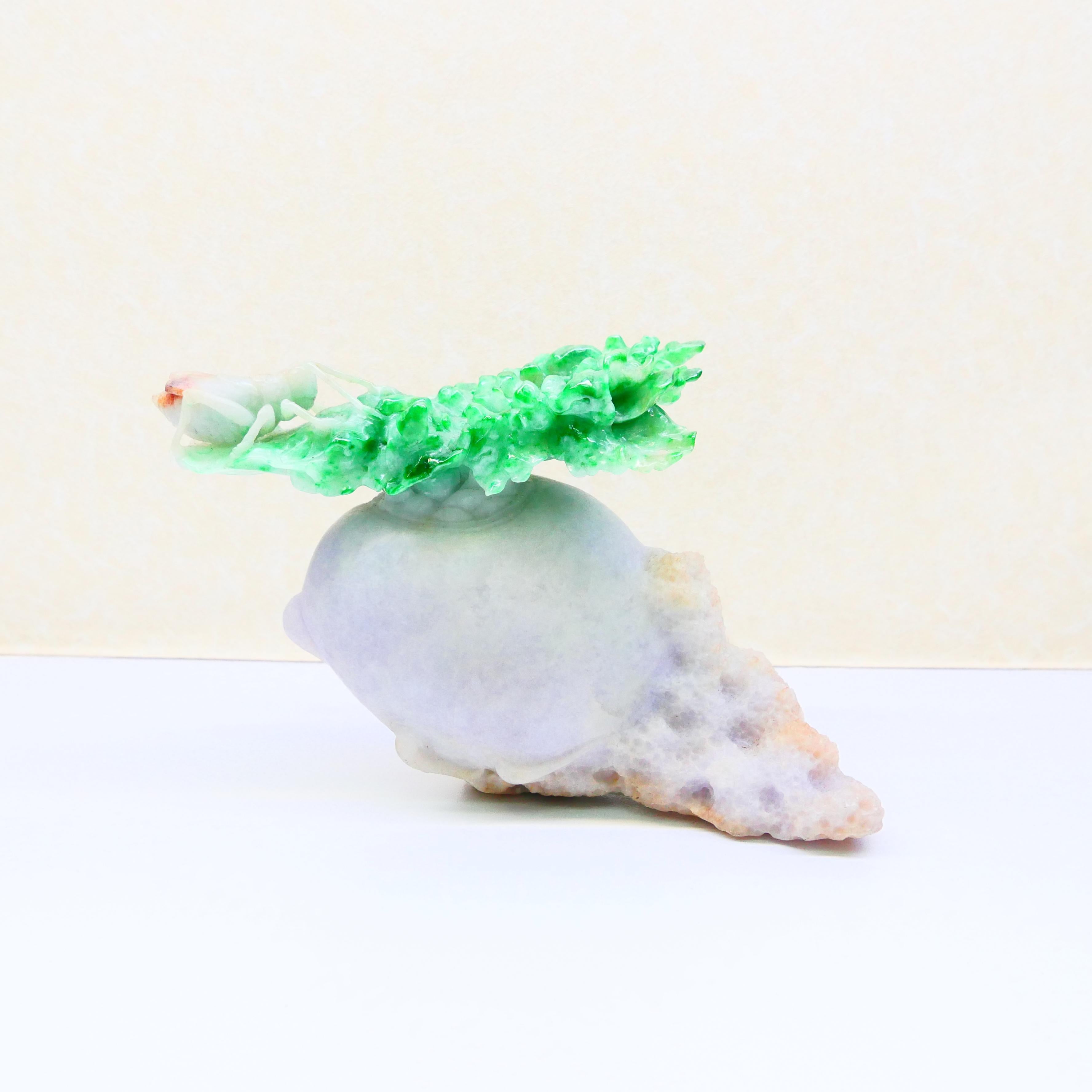 Important Jadeite Jade Decoration, Titled Survival of the Fittest, circa 1930 For Sale 5
