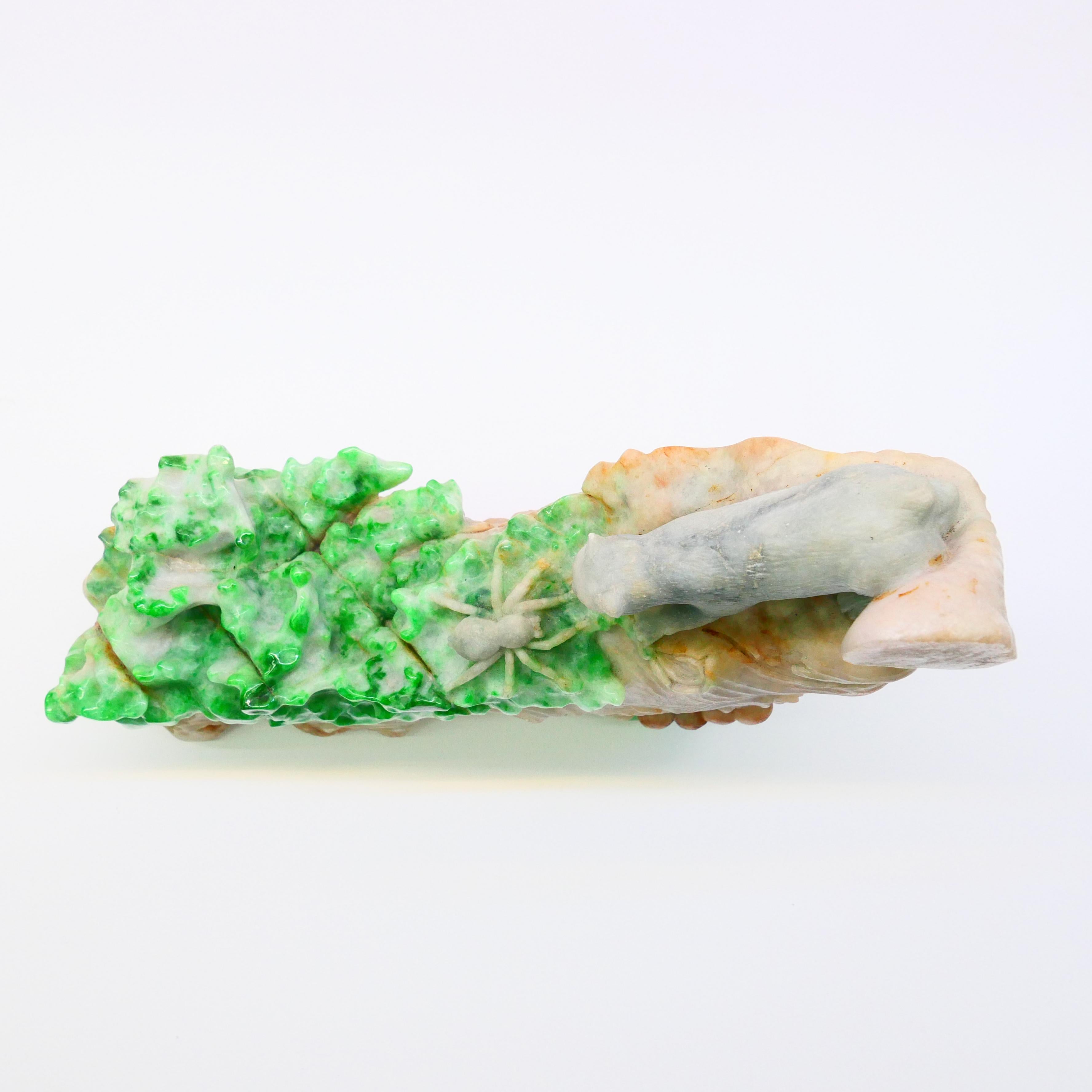 Important Jadeite Jade Decoration, Titled Survival of the Fittest, circa 1930 For Sale 6