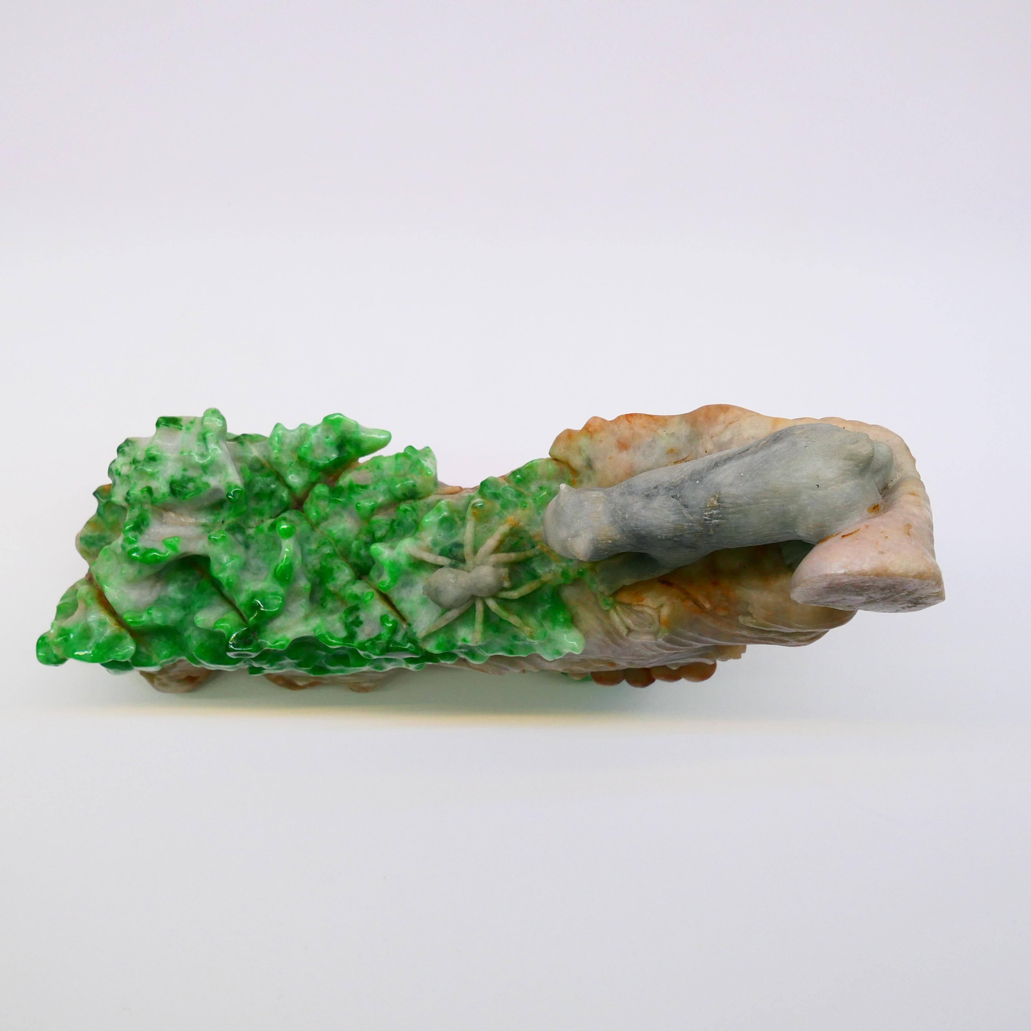 Important Jadeite Jade Decoration, Titled Survival of the Fittest, circa 1930 For Sale 8