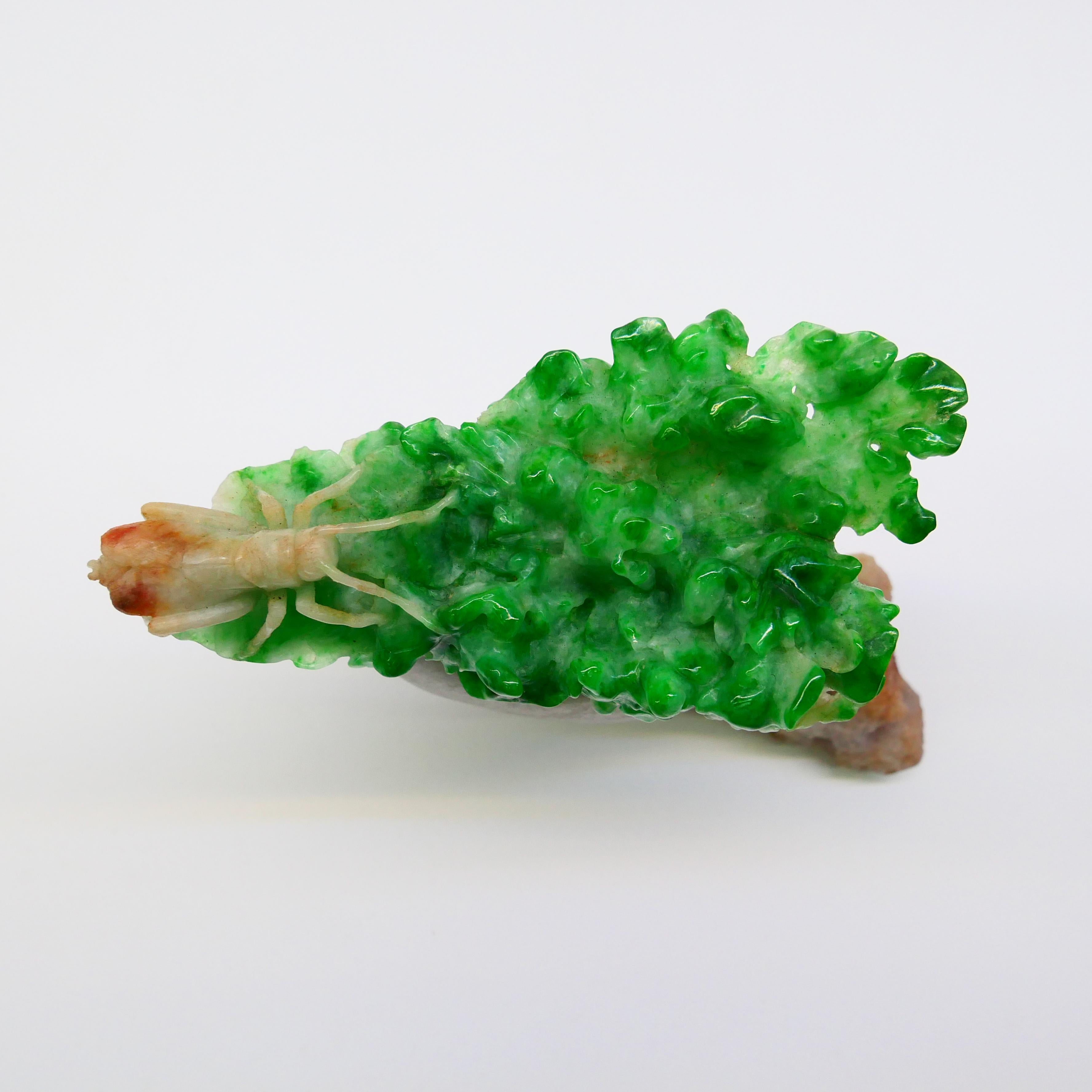 Contemporary Important Jadeite Jade Decoration, Titled Survival of the Fittest, circa 1930 For Sale
