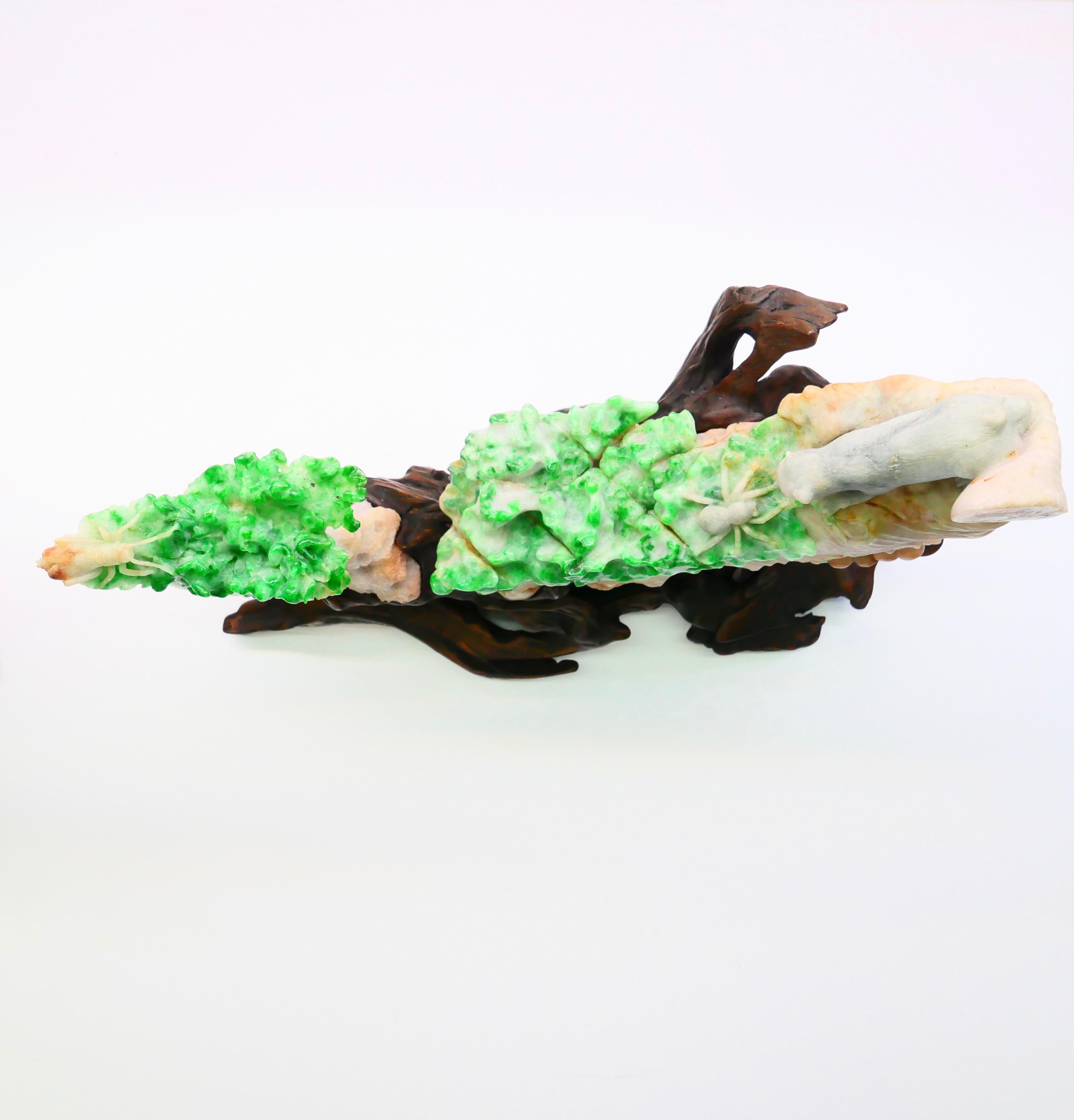 Important Jadeite Jade Decoration, Titled Survival of the Fittest, circa 1930 For Sale 2