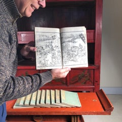 Important Japan Samurai Antique Woodblock Complete Book Set, 162 Prints, 1857
