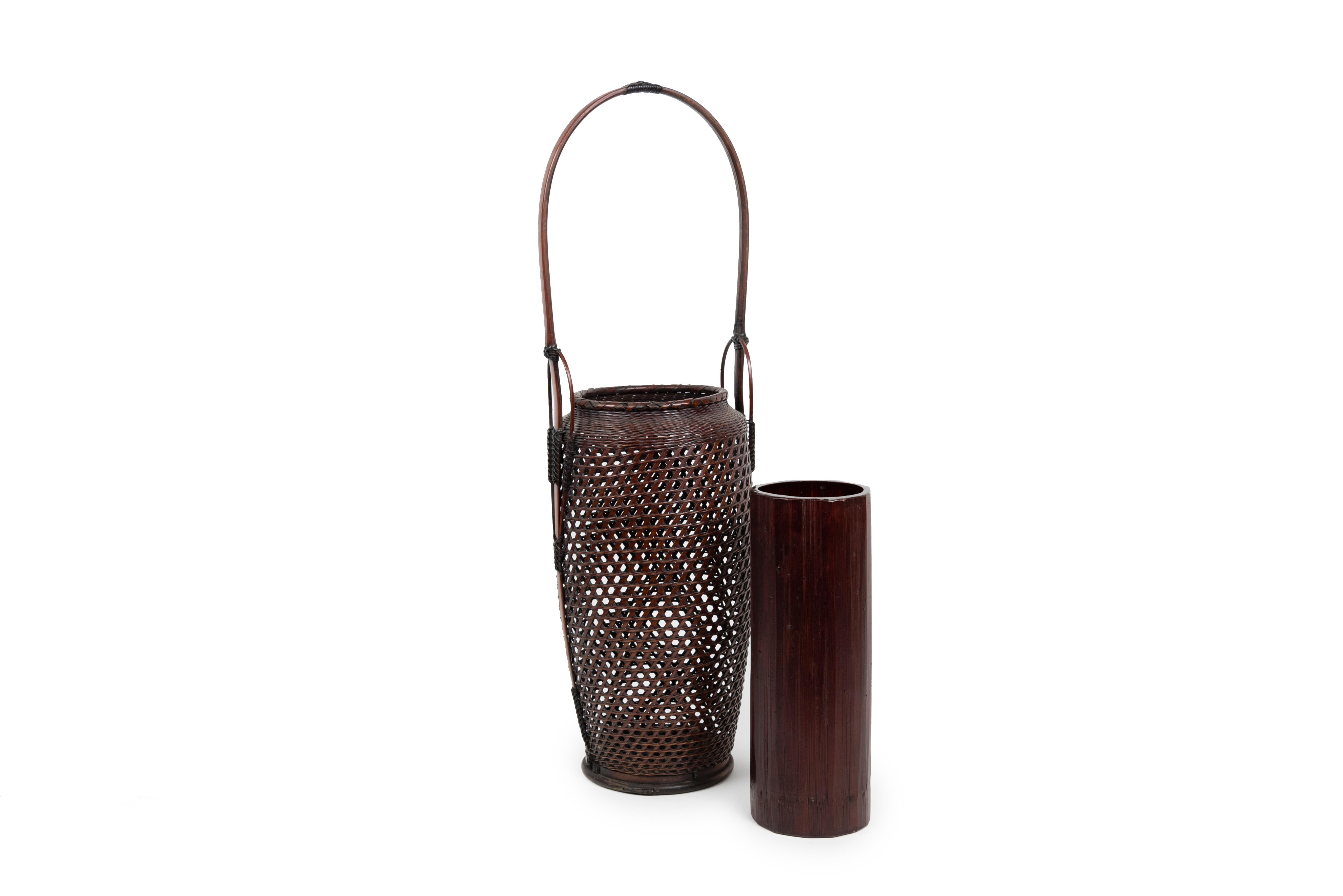 XIXe siècle Important panier Ikebana japonais de forme oblongue en vente
