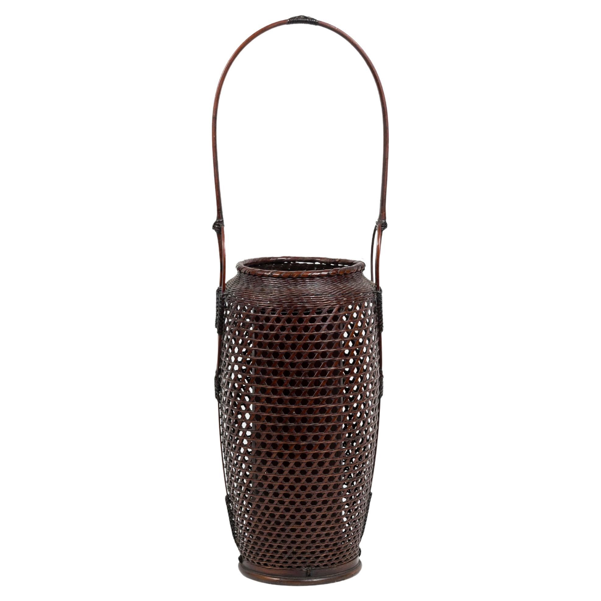 Important panier Ikebana japonais de forme oblongue en vente