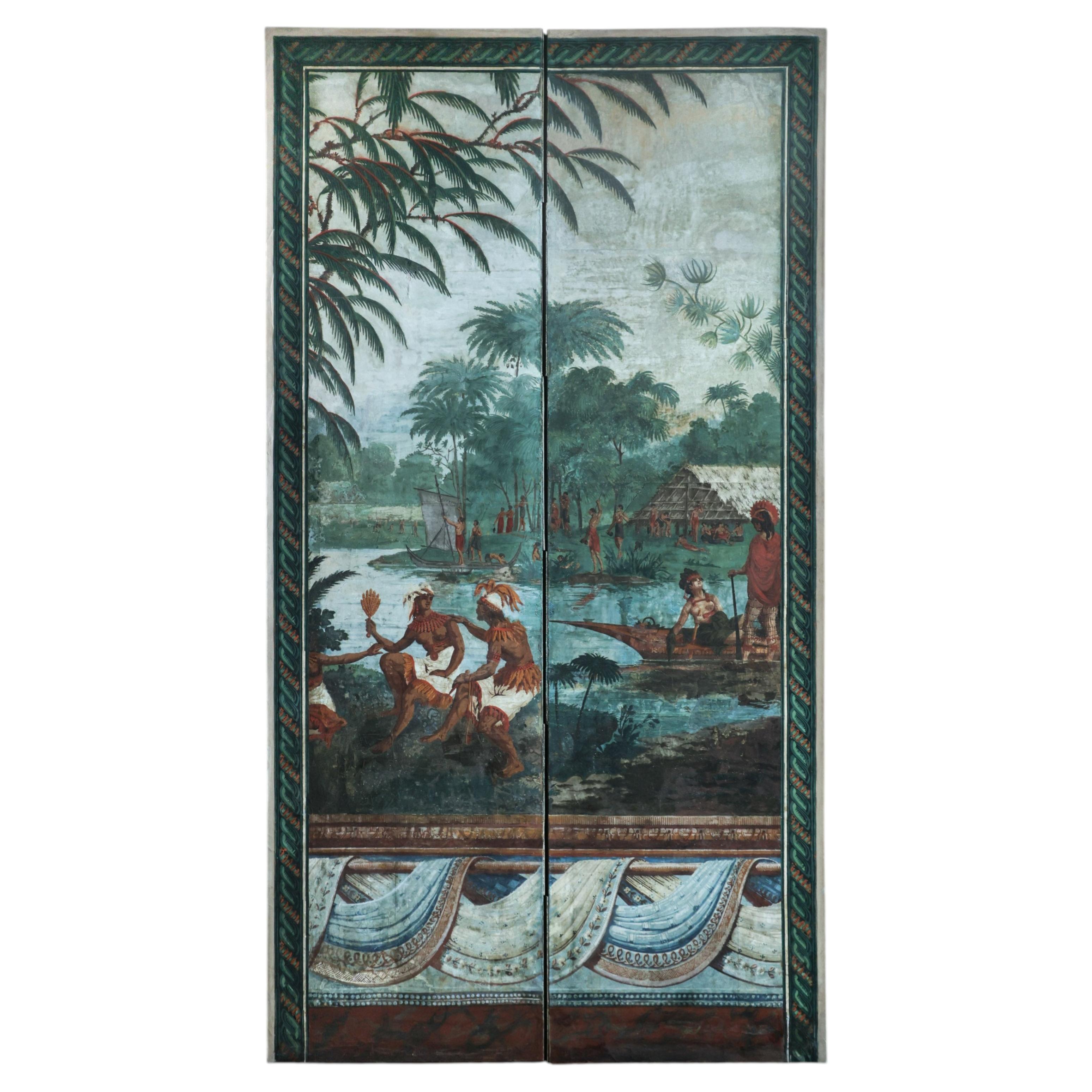 Important Joseph Dufour Pacific Wallpaper Panel Screen - Captain Cook